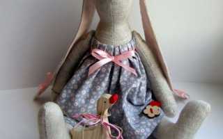 Подготовка и процесс пошива Тильда зайца с большими ушами