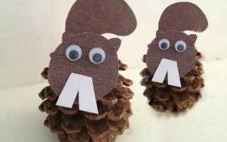 Белка из шишек и пластилина своими руками: осенняя поделка пошагово