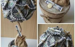 Стильный топиарий из денежных купюр: дерево счастья своими руками