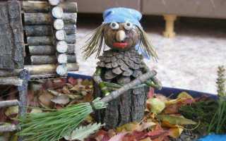 Как сделать поделку Бабу-ягу из шишек в ступе: фото