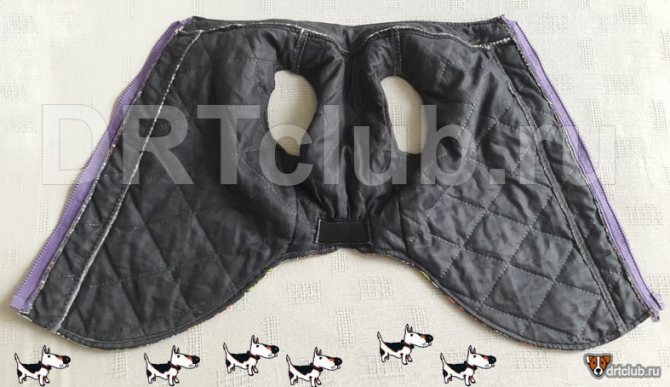 Жилет для собаки с внутренней стороны