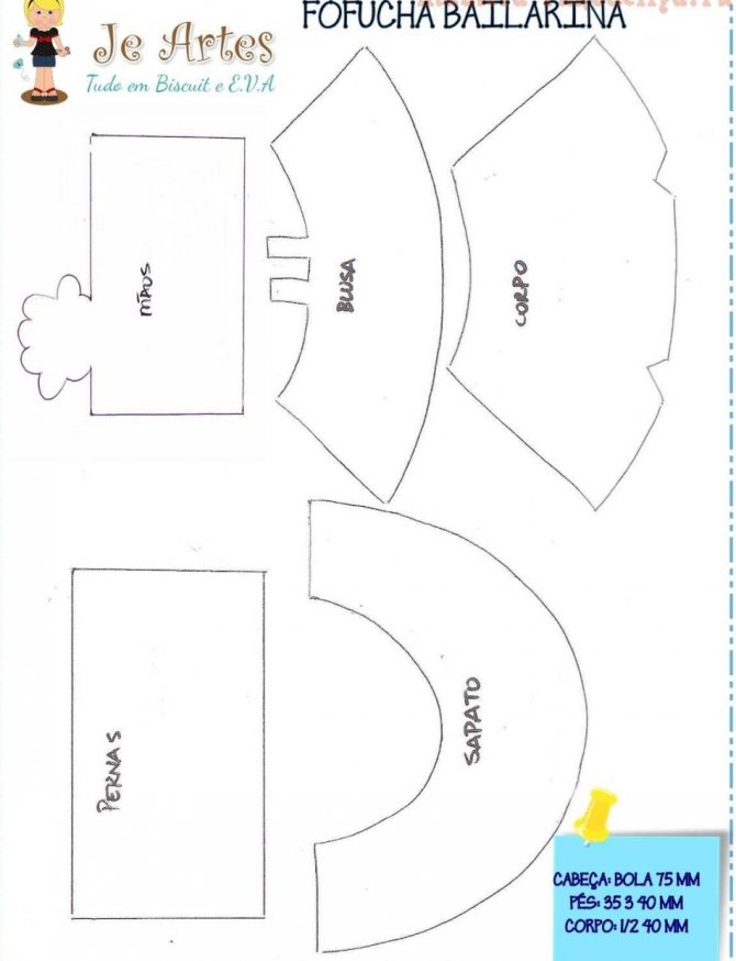 А вот выкройка самой куклы из фоамирана