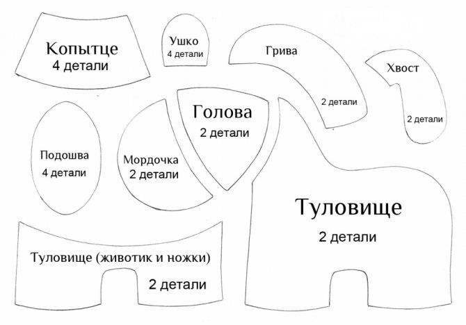 Выкройка лошадки