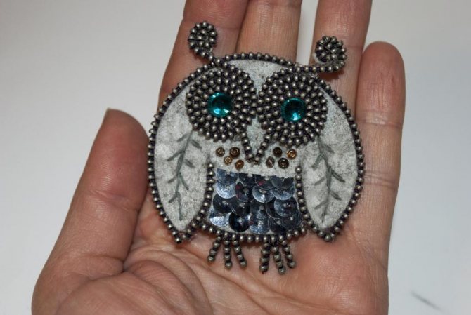 брошь сова из бисера своими руками