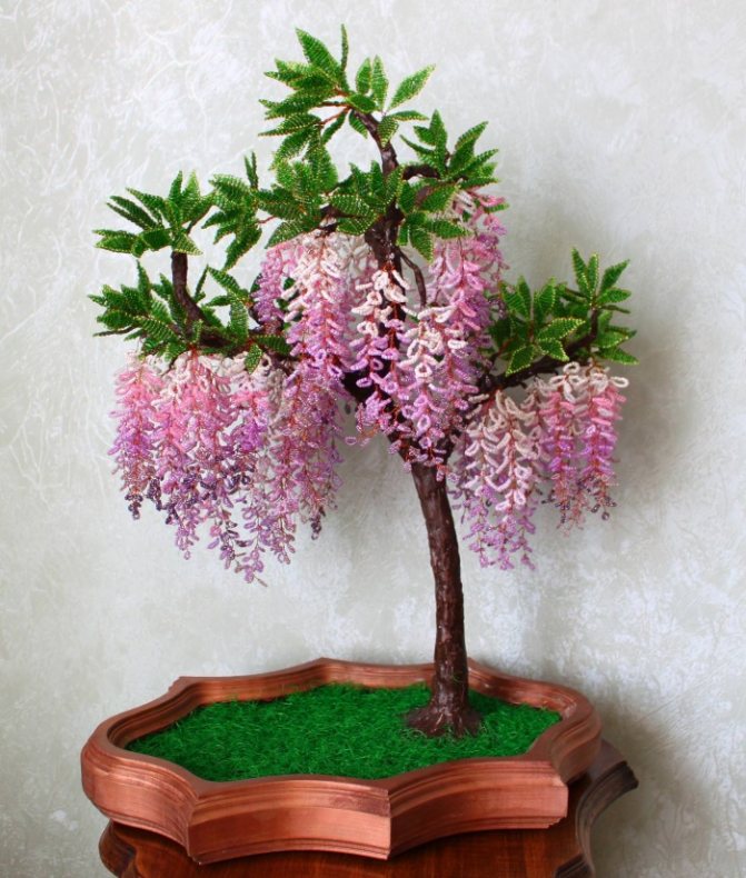 Деревья из бисера своими руками с подсветкой, композицией. Мастер-класс, схемы пошагово для начинающих