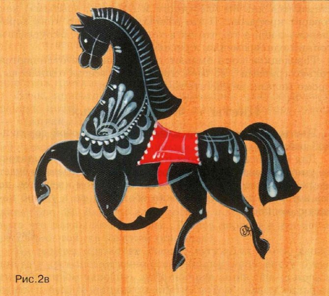 Конь. Городецкая роспись