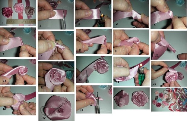 Розы из атласных лент своими руками. Как сделать букет. Подробные мастер-классы с фото