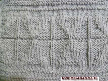 Узор из лицевых и изнаночных петель для оформления шарфа