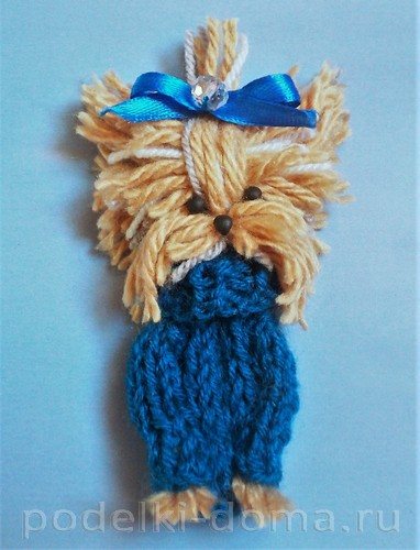 вязаная аппликация собачка йорк 01