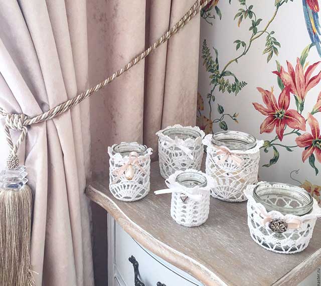 вязаные подсвечники